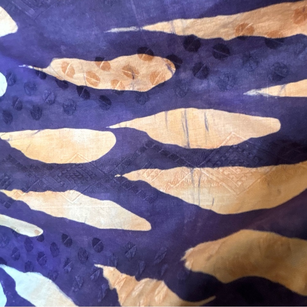 Suakoko Betty V-Neck Midi Dress in Purple and Yellow Batik Fabric - Picture 6 of 6